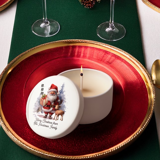 Santa and Reindeer Ho Ho Ho! Christmas  Mini Candle Favors (Santa and Reindeer "Ho Ho Ho" Christmas Holiday Mini Candle Favors)