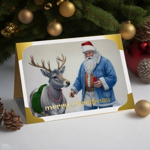 Santa and Reindeer Holiday Card