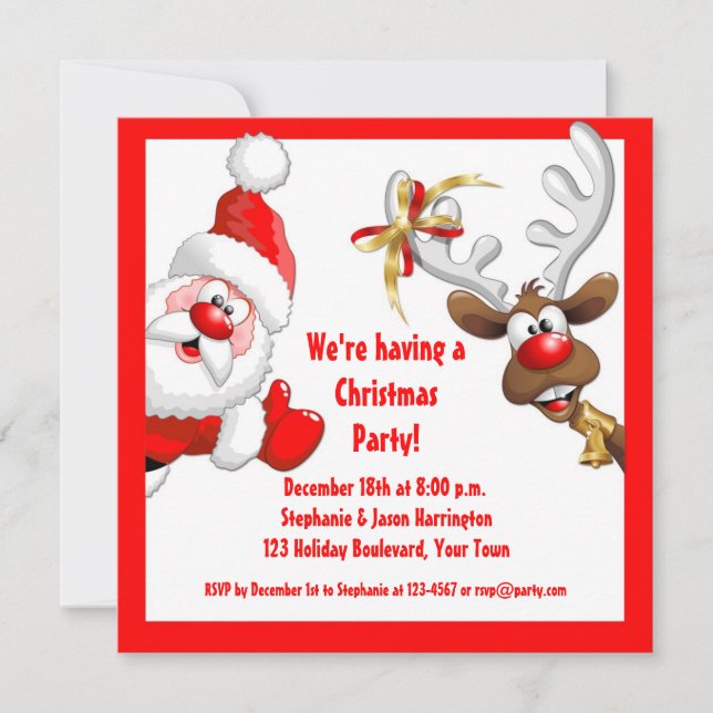 Santa and Reindeer Invitation (Front)