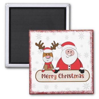 Santa And Reindeer Magnet by ChristmasTimeByDarla at Zazzle
