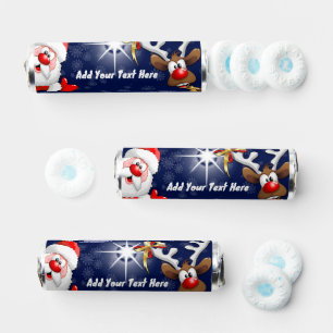 Santa and Reindeer Merry Christmass Happy Cartoon Breath Savers® Mints
