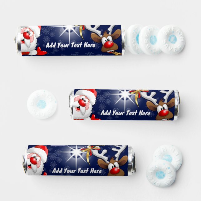 Santa and Reindeer Merry Christmass Happy Cartoon Breath Savers® Mints (Assorted)