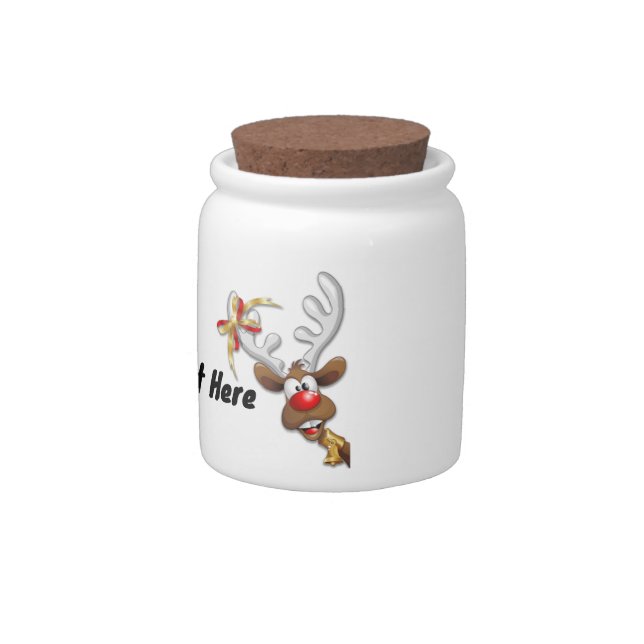 Santa and Reindeer Merry Christmass Happy Cartoon Candy Jar (Right)