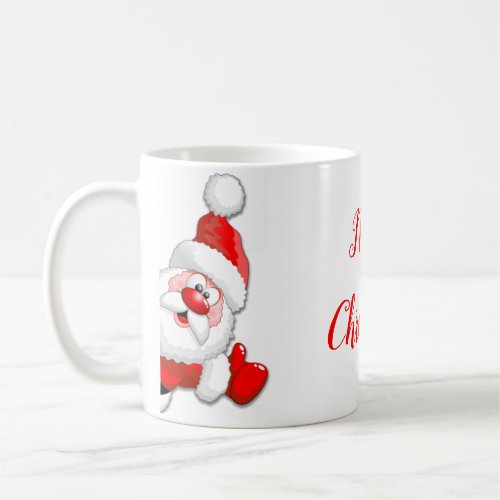 Santa and Reindeer Merry Christmass Happy Cartoon Coffee Mug