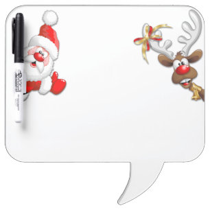 Santa and Reindeer Merry Christmass Happy Cartoon Dry Erase Board