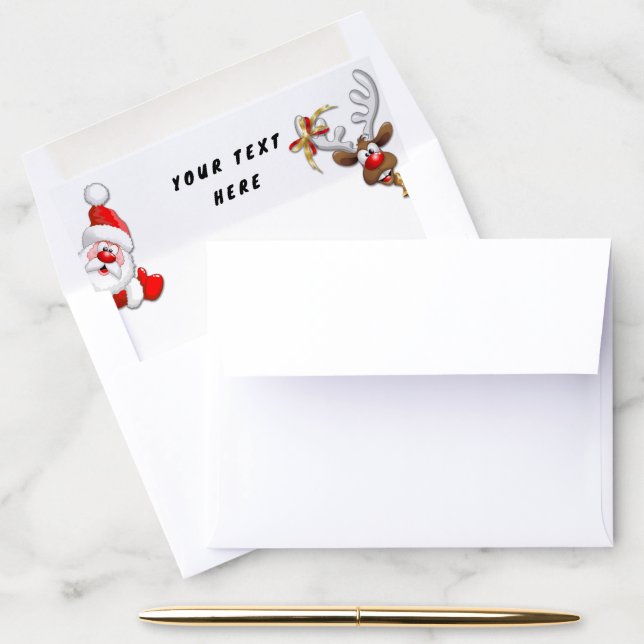 Santa and Reindeer Merry Christmass Happy Cartoon Envelope Liner (Desk)