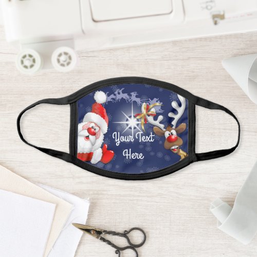 Santa and Reindeer Merry Christmass Happy Cartoon Face Mask