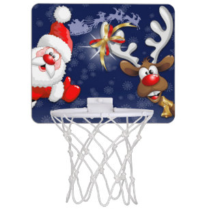 Santa and Reindeer Merry Christmass Happy Cartoon Mini Basketball Hoop