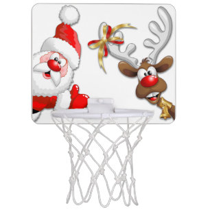 Santa and Reindeer Merry Christmass Happy Cartoon Mini Basketball Hoop