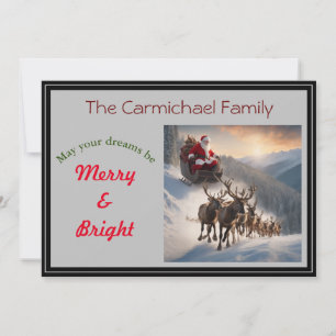 Santa and reindeer on Christmas Eve Holiday Card