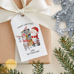 Santa and Reindeer Personalized Family Christmas Gift Tags<br><div class="desc">Personalized family christmas gift tags with Santa and Reindeer illustration. The wording is fully editable and is lettered in whimsical typography. It currently reads "Merry Christmas Love [family name]" and you personalize this as you wish. A cute watercolor design with Father Christmas, his reindeer and a sleigh filled with presents....</div>