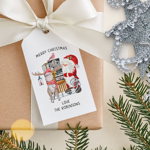 Santa and Reindeer Personalized Family Christmas Gift Tags