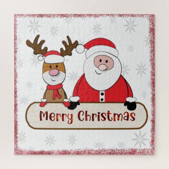 Santa And Reindeer Puzzle by ChristmasTimeByDarla at Zazzle