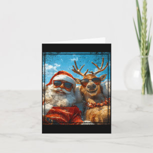 Santa And Reindeer Selfie Funny Christmas Vacation Card