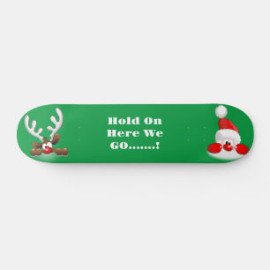 Santa And Reindeer Skateboard