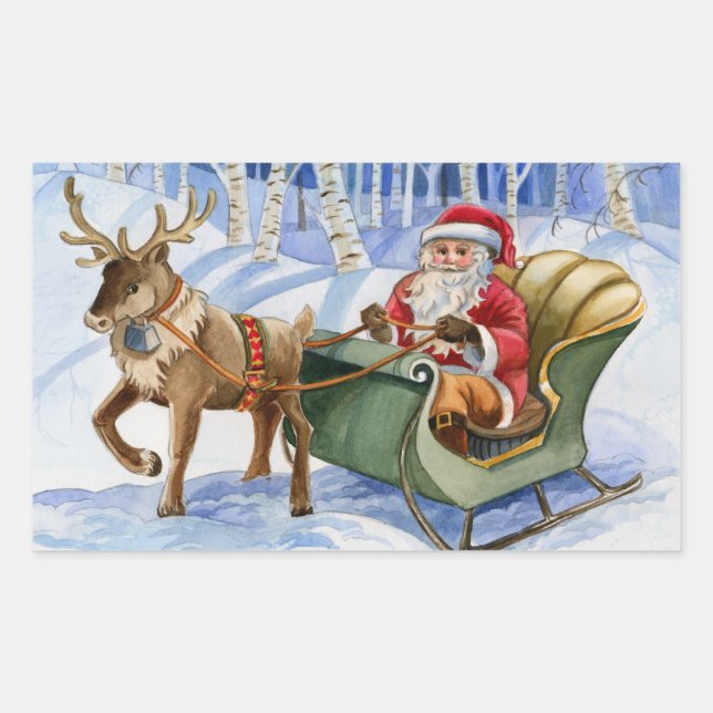 Santa and Reindeer Sleigh Stickers (Front)