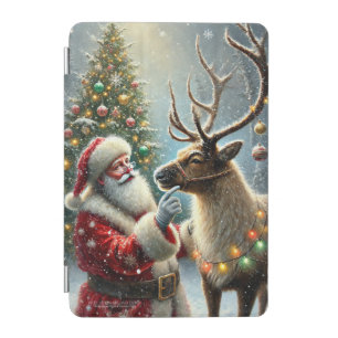 Santa And Reindeer, Snowy Forest, Christmas Tree 8 iPad Mini Cover
