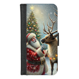 Santa And Reindeer, Snowy Forest, Christmas Tree 8 iPhone 8/7 Wallet Case