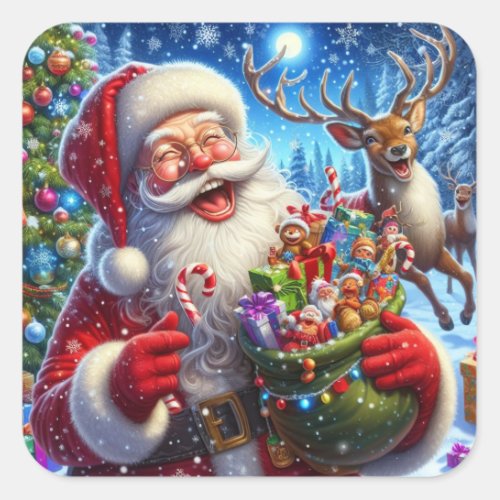 Santa and reindeer stickers