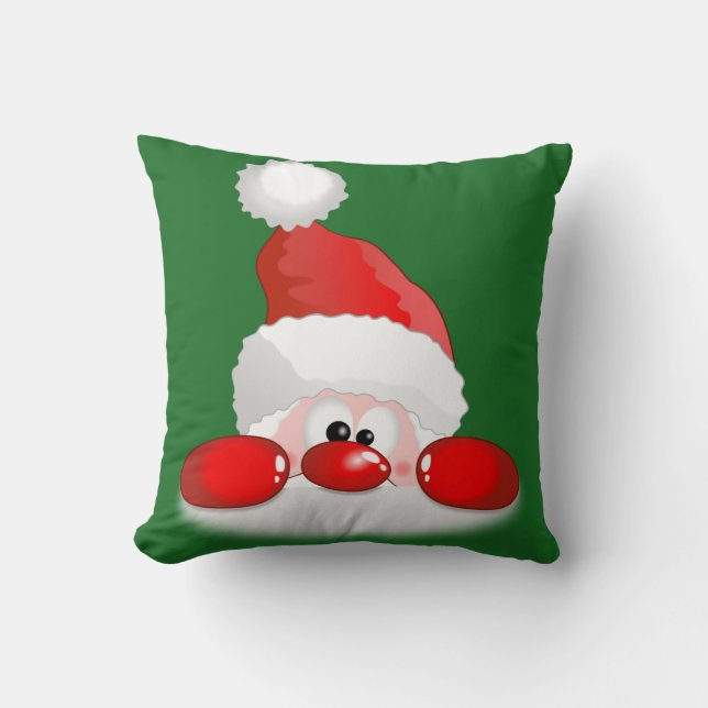 Santa And Reindeer Throw Pillow (Front)