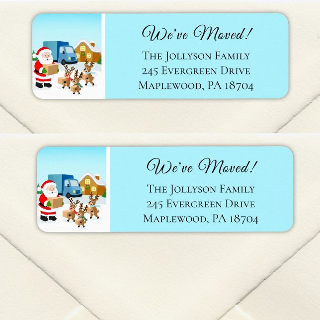 Santa and Reindeer We've Move Announcement  Label (Creator Uploaded)