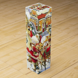 Santa and Reindeer Wine Box