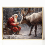 Santa and Reindeer Winter Art Print<br><div class="desc">Capture the magic of the holiday season with this beautiful art print featuring Santa and a reindeer in a serene winter scene. Perfect for adding a touch of warmth and festive spirit to your home decor,  this print brings the charm of Christmas to any space.</div>