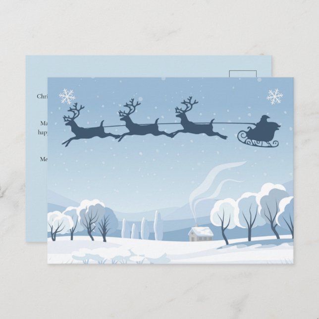 Santa and Reindeer Winter Christmas  Postcard (Front/Back)