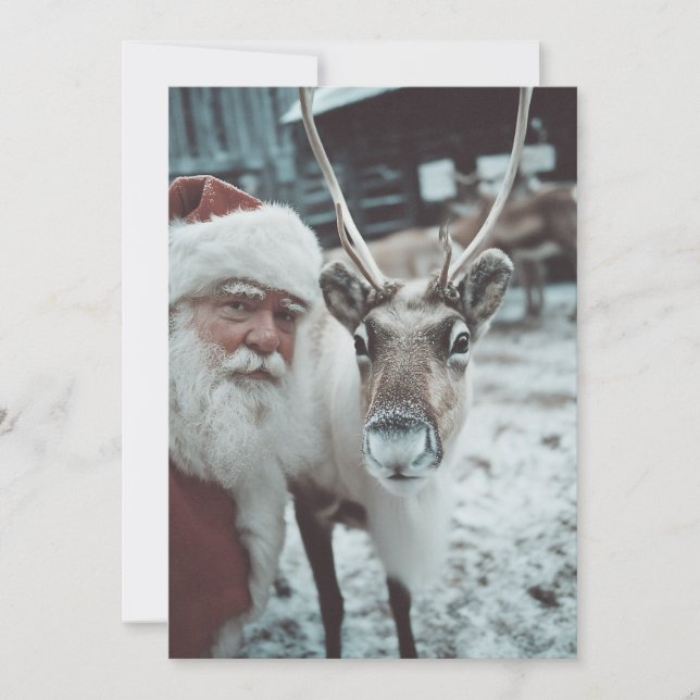 Santa and Reindeer Winter Magic Holiday Card (Front)