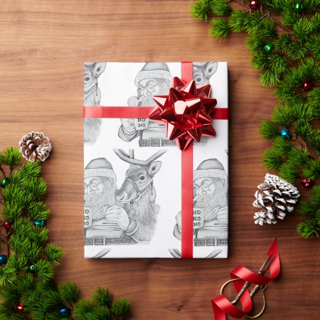 Santa and Reindeer Wrapping Paper (Holiday Gift)