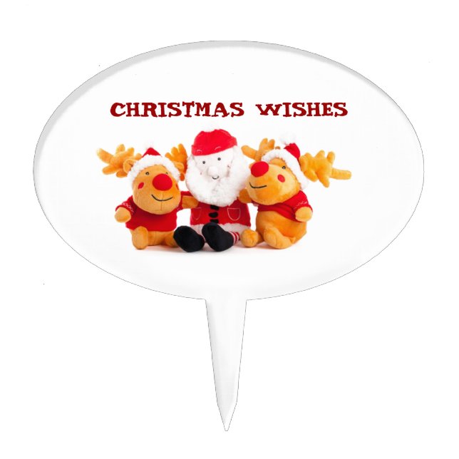 Santa And Reindeers Cake Topper (Front)