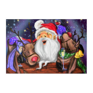 Santa and Reindeers Funny Christmas Acrylic Print