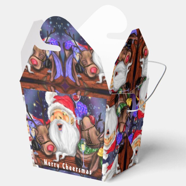 Santa and Reindeers Funny Christmas Favor Boxes (Opened)