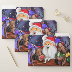 Santa and Reindeers Funny Christmas File Folder
