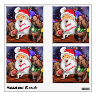Santa and Reindeers Funny Christmas Wall Decal