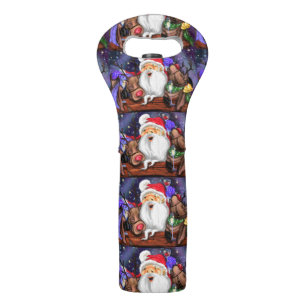 Santa and Reindeers Funny Christmas Wine Bag