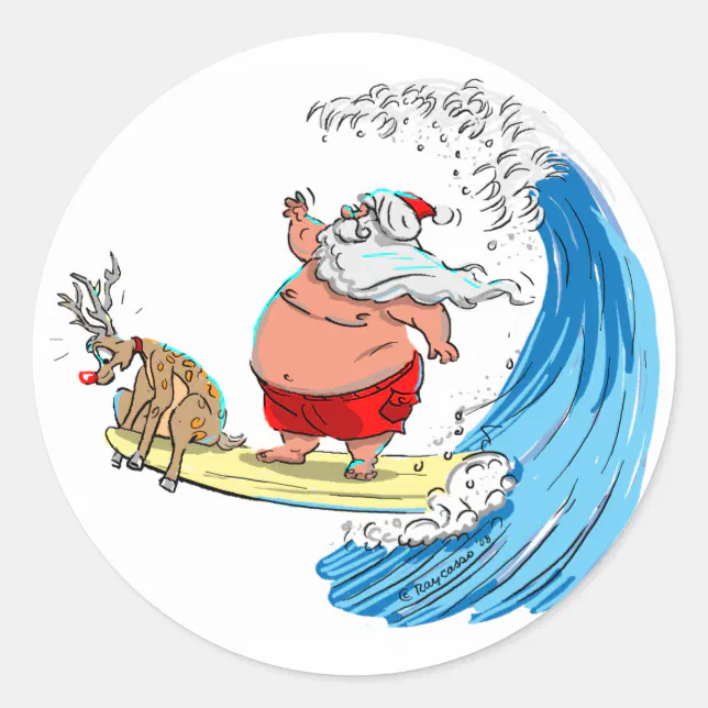 Rodolf Window Sticker saNtA aNd RuDoLf Classic Round Sticker | Zazzle