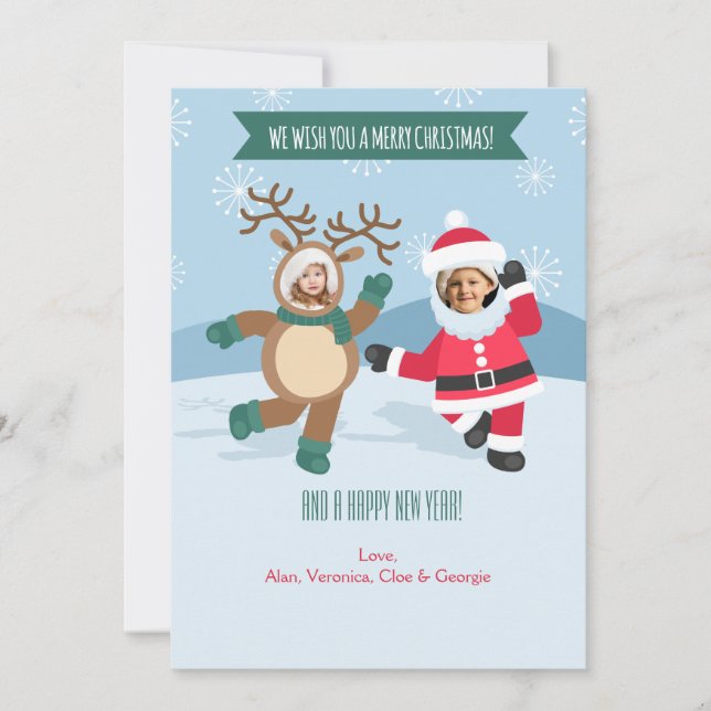 Santa and Rudolf Holiday Photo Card (Front)