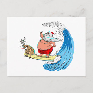 saNtA aNd RuDoLf Holiday Postcard