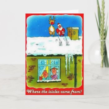 Santa And Rudolf Pees On The Roof Greeting Card by Unique_Christmas at Zazzle
