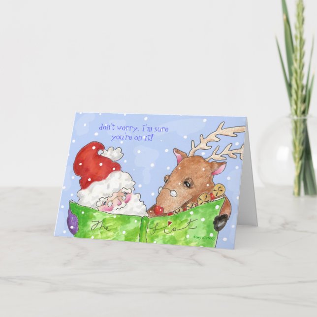 Santa and Rudolf with List Card (Front)