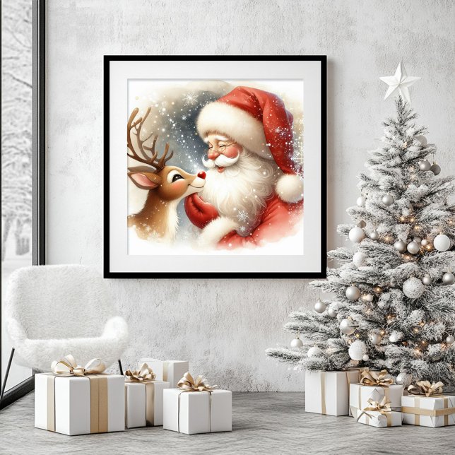 Santa and Rudolph Cartoon Christmas Wall Art Kids (Santa and Rudolph Cartoon Christmas Wall Art for Kids)