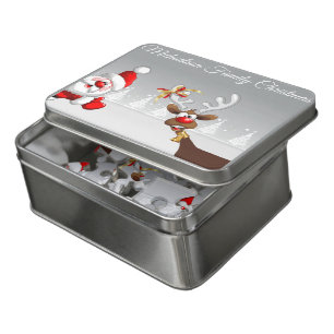 Santa and Rudolph Cartoon Family Christmas Jigsaw  Jigsaw Puzzle