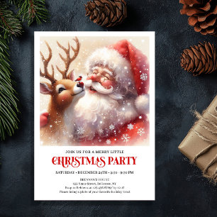 Santa and Rudolph Cheerful Christmas Invitation