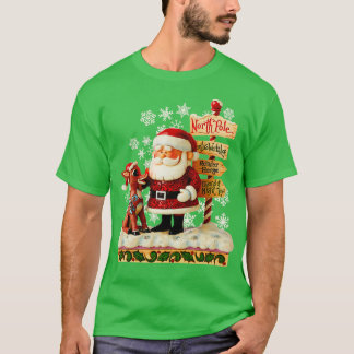 Santa and Rudolph Folk Art Style T-Shirt