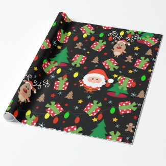 Santa and Rudolph pattern Wrapping Paper