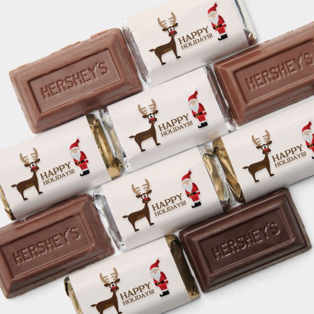Santa and Rudolph Wishing Happy Holidays Wrapper Hershey's Miniatures (Assorted)