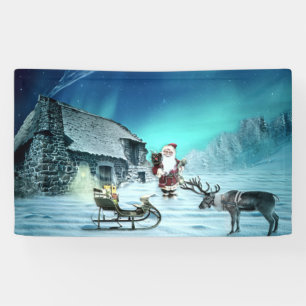 Santa and Rudolph with Sled Banner