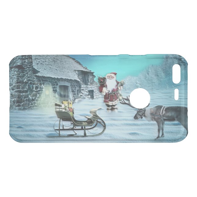 Santa and Rudolph with Sled Uncommon Google Pixel Case (Back (Horizontal))