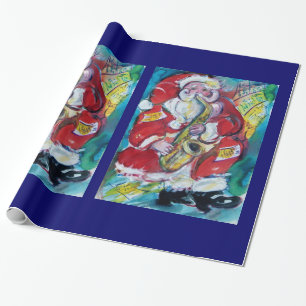 SANTA AND SAX, CHRISTMAS PARTY WRAPPING PAPER